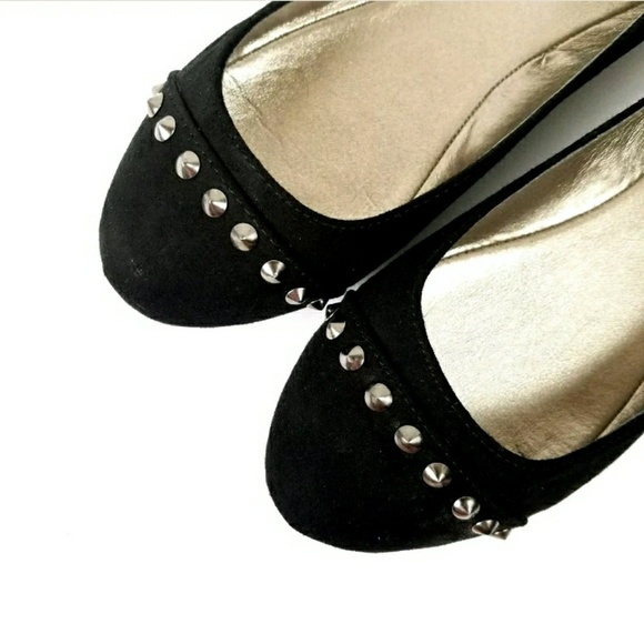 Studded Ballet Flats Black Punk Goth Alt Style - Picture 1 of 8